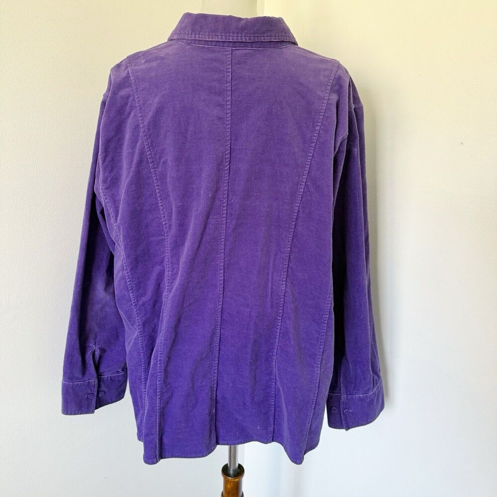 Women's Vtg Y2K Purple Cord Corduroy Shacket Shirt Jacket 3X Cotton Stretch - Picture 13 of 16